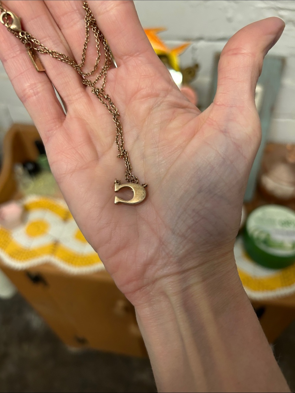 Coach Logo “C” Necklace in Rose Gold with Crystals—Flaw - Picture 2 of 15